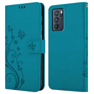 Oppo Reno6 PRO 5G lommebokdeksel Blomster (Blå)