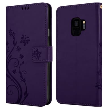 Samsung Galaxy S9 lommebokdeksel Blomster (lilla)