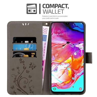 Samsung Galaxy A70 / A70s lommebokdeksel Blomster (grå)
