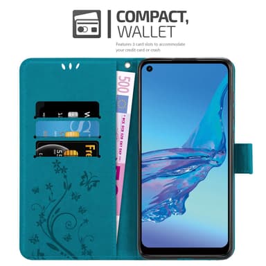 Oppo A53s lommebokdeksel Blomster (Blå)