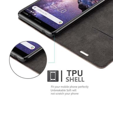 Nokia 7 PLUS lommebokdeksel case (brun)