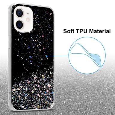 iPhone 12 MINI Silikondeksel Glitter (svart)
