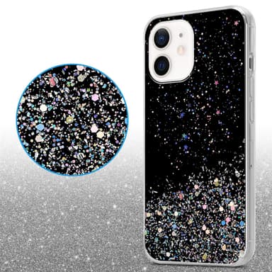 iPhone 12 MINI Silikondeksel Glitter (svart)