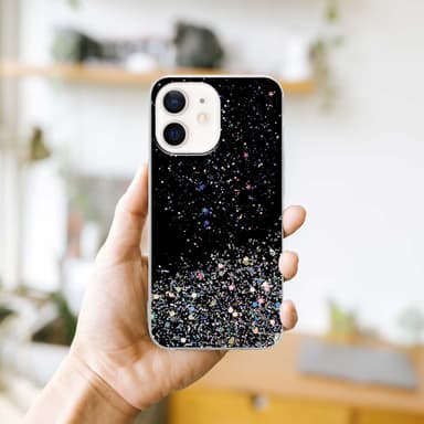 iPhone 12 MINI Silikondeksel Glitter (svart)