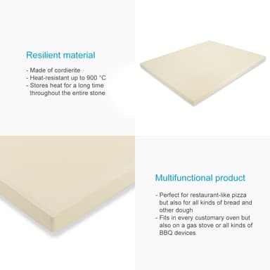 Pizzastein Bakestein 38 x 30 x 1,5 cm (Beige)