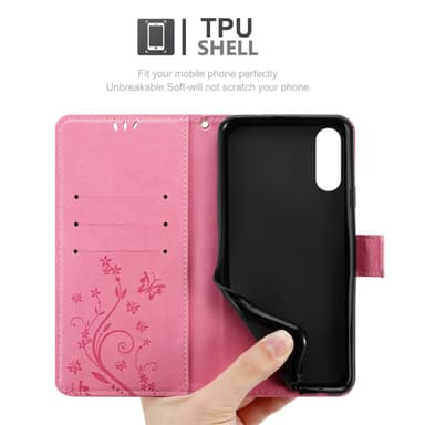 Huawei Y6 PRO 2019 lommebokdeksel Blomster (rosa)
