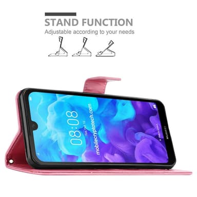 Huawei Y6 PRO 2019 lommebokdeksel Blomster (rosa)