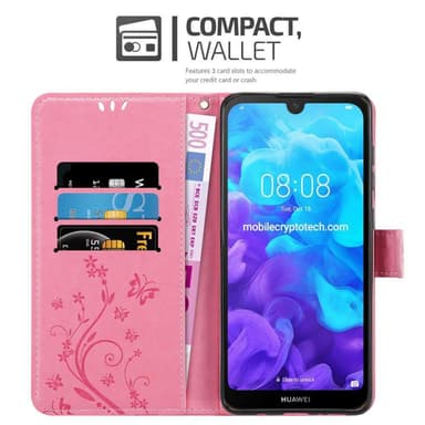Huawei Y6 PRO 2019 lommebokdeksel Blomster (rosa)