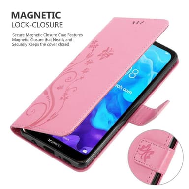 Huawei Y6 PRO 2019 lommebokdeksel Blomster (rosa)