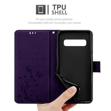 Samsung Galaxy S10 PLUS lommebokdeksel Blomster (lilla)