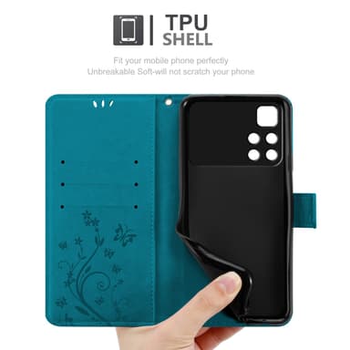 Xiaomi POCO M4 PRO 5G lommebokdeksel Blomster (blå)