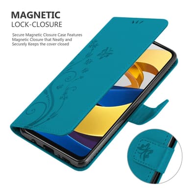 Xiaomi POCO M4 PRO 5G lommebokdeksel Blomster (blå)