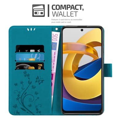 Xiaomi POCO M4 PRO 5G lommebokdeksel Blomster (blå)