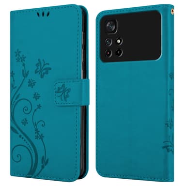 Xiaomi POCO M4 PRO 5G lommebokdeksel Blomster (blå)