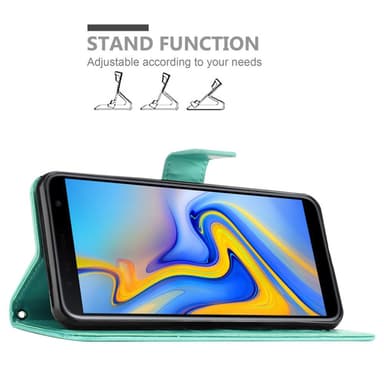 Samsung Galaxy J6 PLUS lommebokdeksel Blomster (turkis)