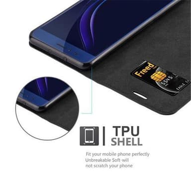Honor 8 / 8 PREMIUM lommebokdeksel case (svart)