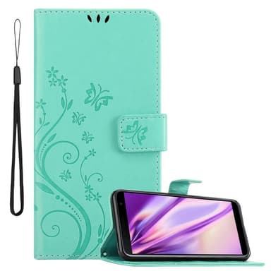Samsung Galaxy J6 PLUS lommebokdeksel Blomster (turkis)