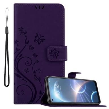 HTC Desire 22 PRO lommebokdeksel Blomster (lilla)