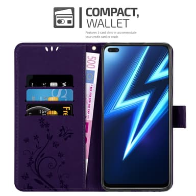 Realme 6 PRO lommebokdeksel Blomster (lilla)