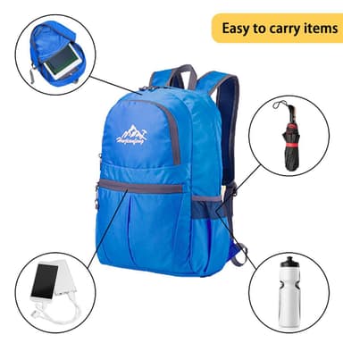 Sammenleggbar ryggsekk 36L unisex vanntett (asurblå)
