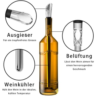 Vinkjøler i rustfritt stål med tut 2-delt sett