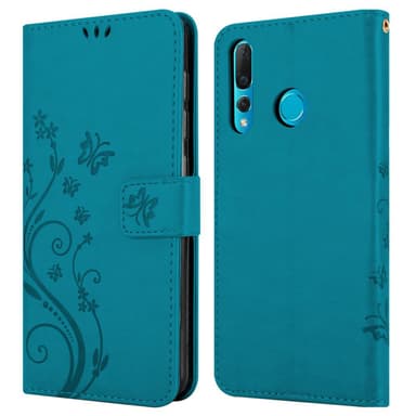 Huawei NOVA 4 lommebokdeksel Blomster (blå)