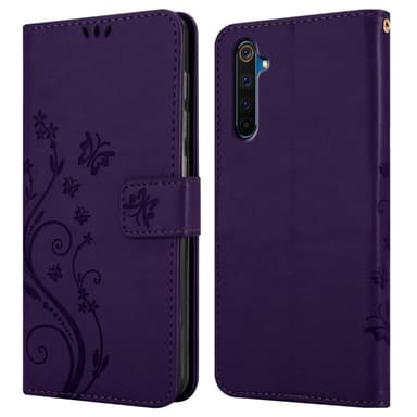 Realme 6 PRO lommebokdeksel Blomster (lilla)