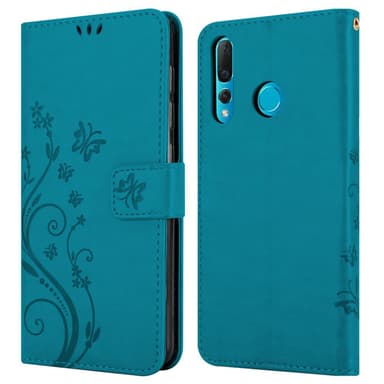 Huawei NOVA 4 lommebokdeksel Blomster (blå)