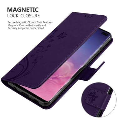 Samsung Galaxy S10 PLUS lommebokdeksel Blomster (lilla)