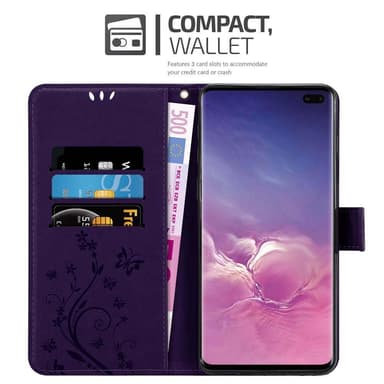 Samsung Galaxy S10 PLUS lommebokdeksel Blomster (lilla)
