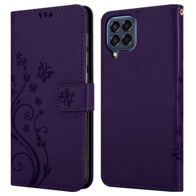 Samsung Galaxy M33 5G lommebokdeksel Blomster (lilla)