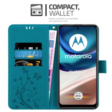 Motorola MOTO G42 lommebokdeksel Blomster (Blå)