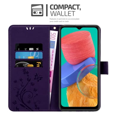 Samsung Galaxy M33 5G lommebokdeksel Blomster (lilla)