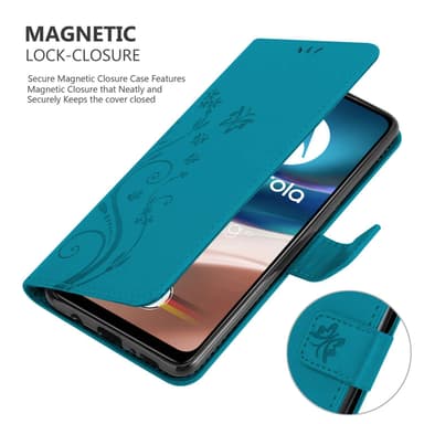 Motorola MOTO G42 lommebokdeksel Blomster (Blå)