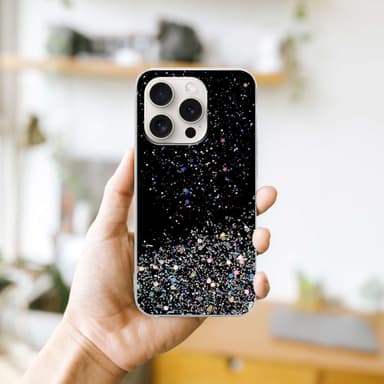 iPhone 15 PRO Silikondeksel Glitter (Svart)