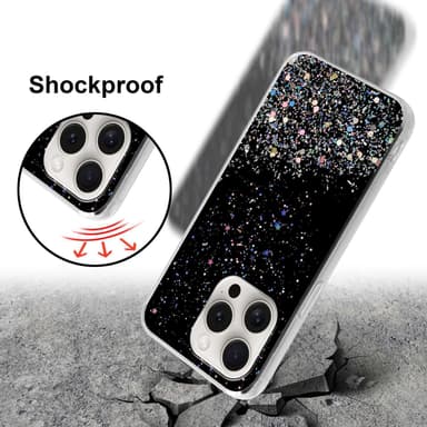 iPhone 15 PRO Silikondeksel Glitter (Svart)