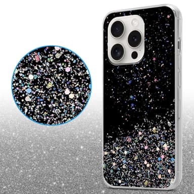 iPhone 15 PRO Silikondeksel Glitter (Svart)
