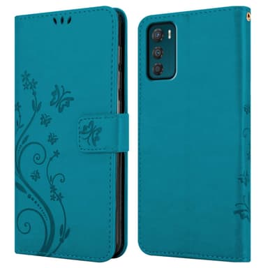 Motorola MOTO G42 lommebokdeksel Blomster (Blå)