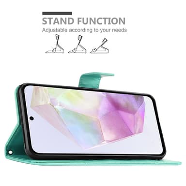 Samsung Galaxy A35 lommebokdeksel Blomster (Turkis)