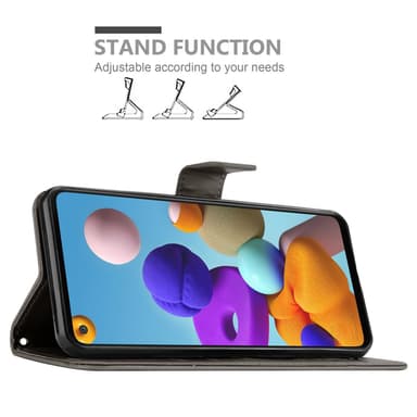 Samsung Galaxy A21s lommebokdeksel Blomster (grå)