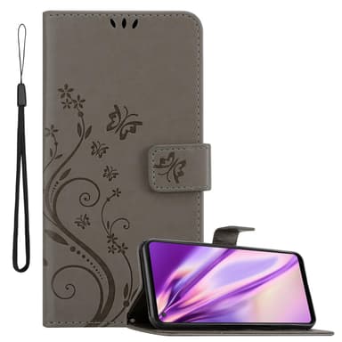 Samsung Galaxy A21s lommebokdeksel Blomster (grå)