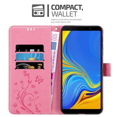 Samsung Galaxy A7 2018 lommebokdeksel Blomster (rosa)