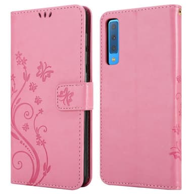 Samsung Galaxy A7 2018 lommebokdeksel Blomster (rosa)