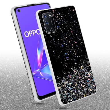 Oppo A72 Silikondeksel Glitter (Svart)