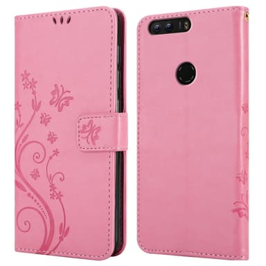 Honor 8 / 8 PREMIUM lommebokdeksel Blomster (rosa)