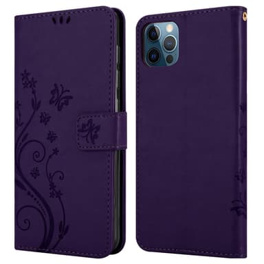 iPhone 13 PRO lommebokdeksel Blomster (lilla)