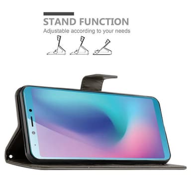 Samsung Galaxy A6s lommebokdeksel Blomster (grå)