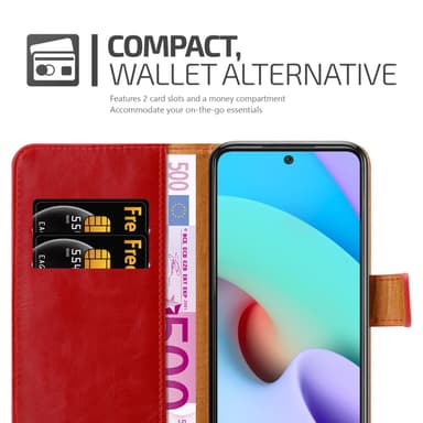 Xiaomi RedMi 10 lommebokdeksel etui (rød)