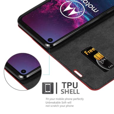 Motorola ONE ACTION lommebokdeksel case (rød)