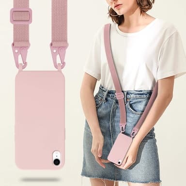 Deksel iPhone XR med Halskjede (rosa)